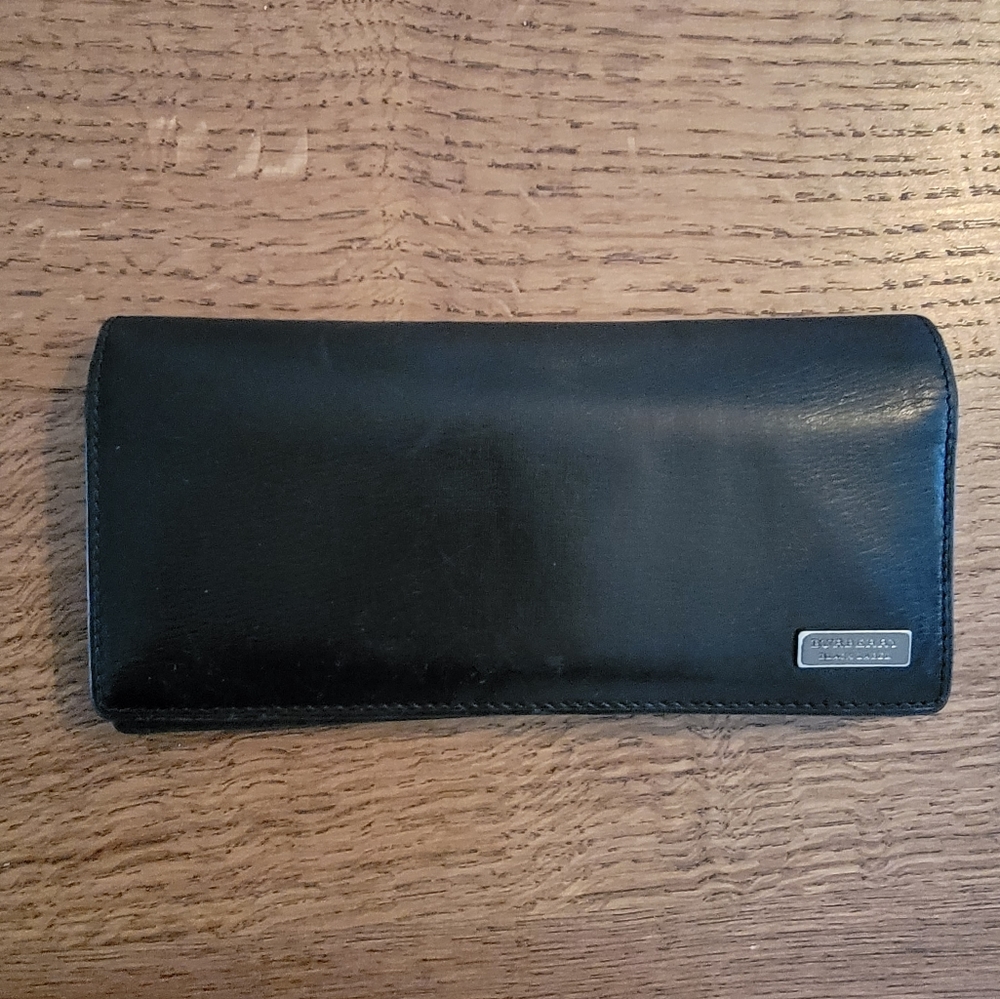 GUC Unisex Burberry Long Slim Bifold Wallet Embossed Leather